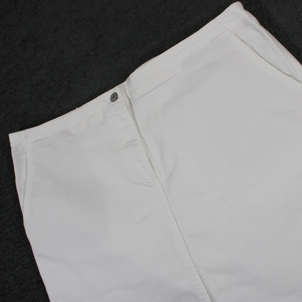 Talbots Womens Size 20 White Denim Skirt Straight Cotton Blend Stretch Casual
